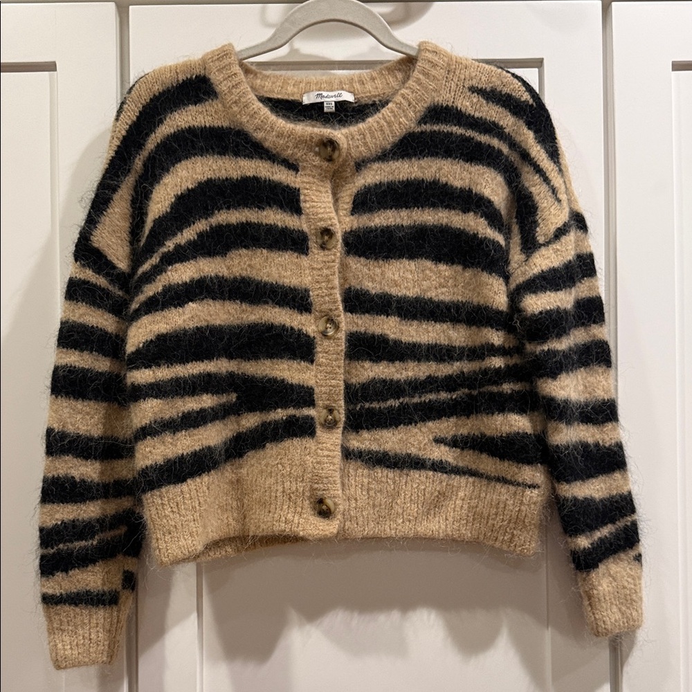Madewell Striped Black and Tan Women's Sweater